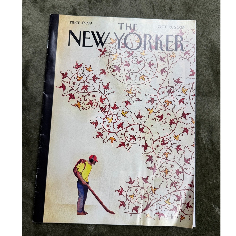 The New Yorker Magazine October 13 2025 Brian Stauffer‎ Leaf Blower Omega Ad